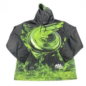 Mac Tools Hoodie Mens Large Black Green Turbo Engine Hoodie Mechanic